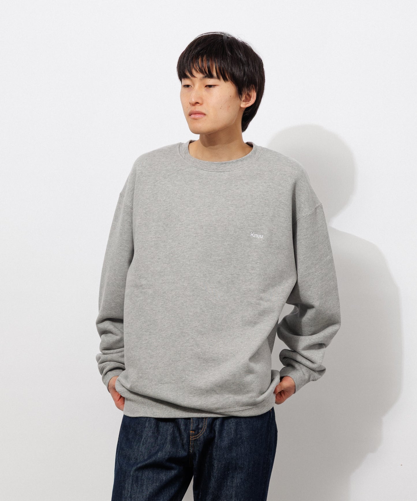 Small Logo Heavy Crewneck Sweatshirt / HEATHER GRAY