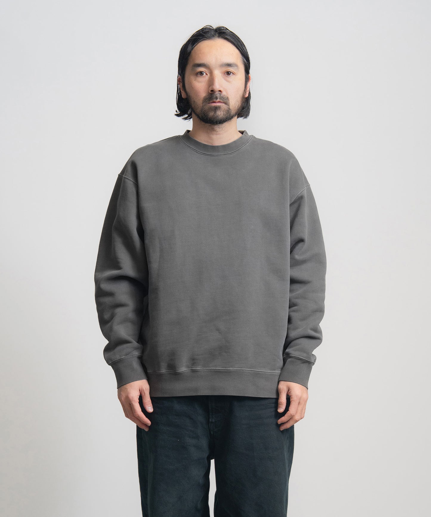 Heavy Pigment Dye Sweatshirt / BLACK