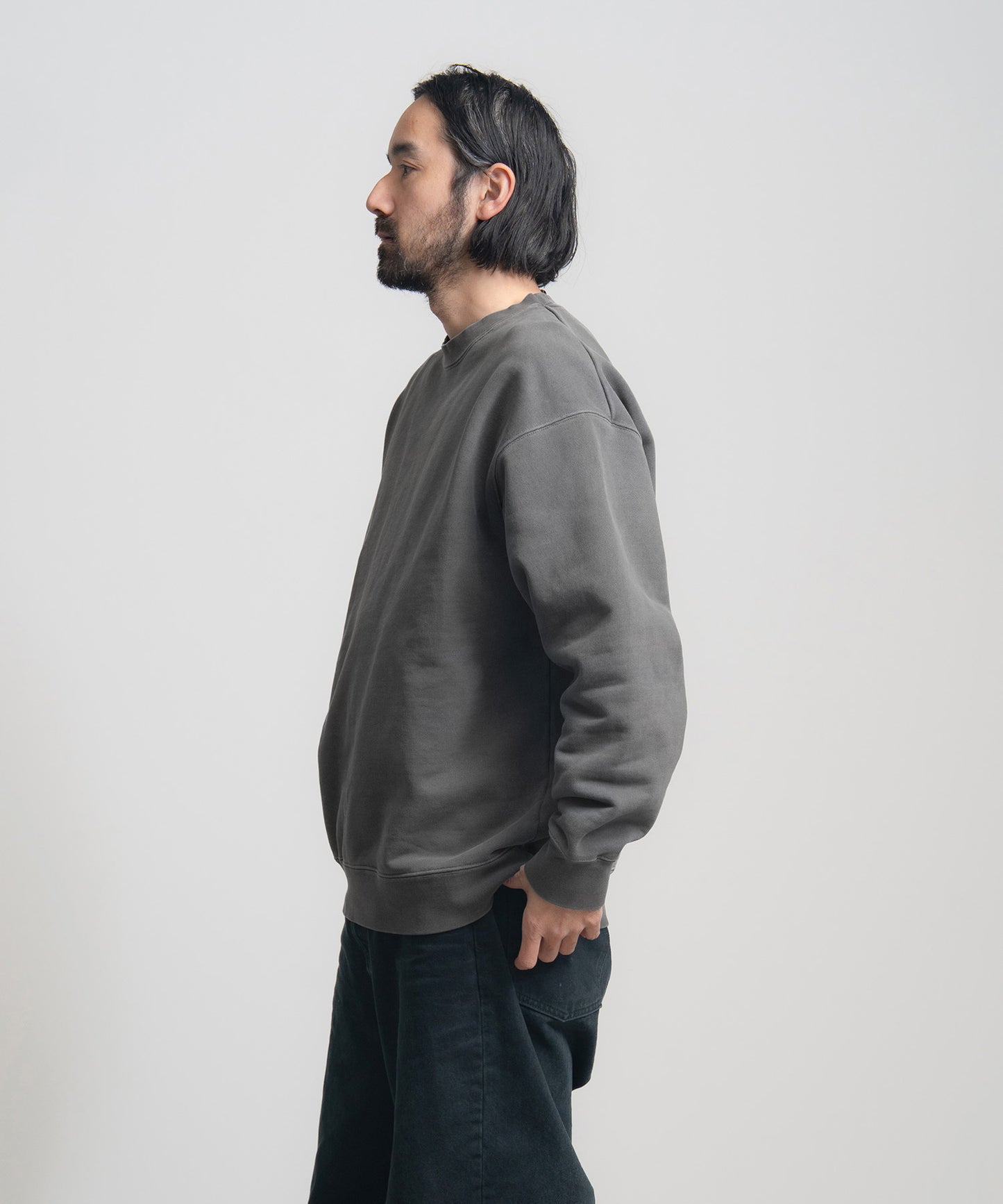 Heavy Pigment Dye Sweatshirt / BLACK