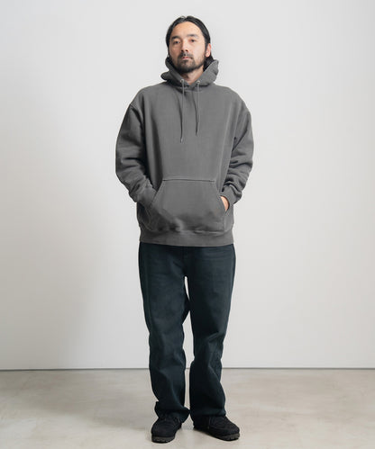 Heavy Hooded Pigment Dye Sweatshirt / BLACK