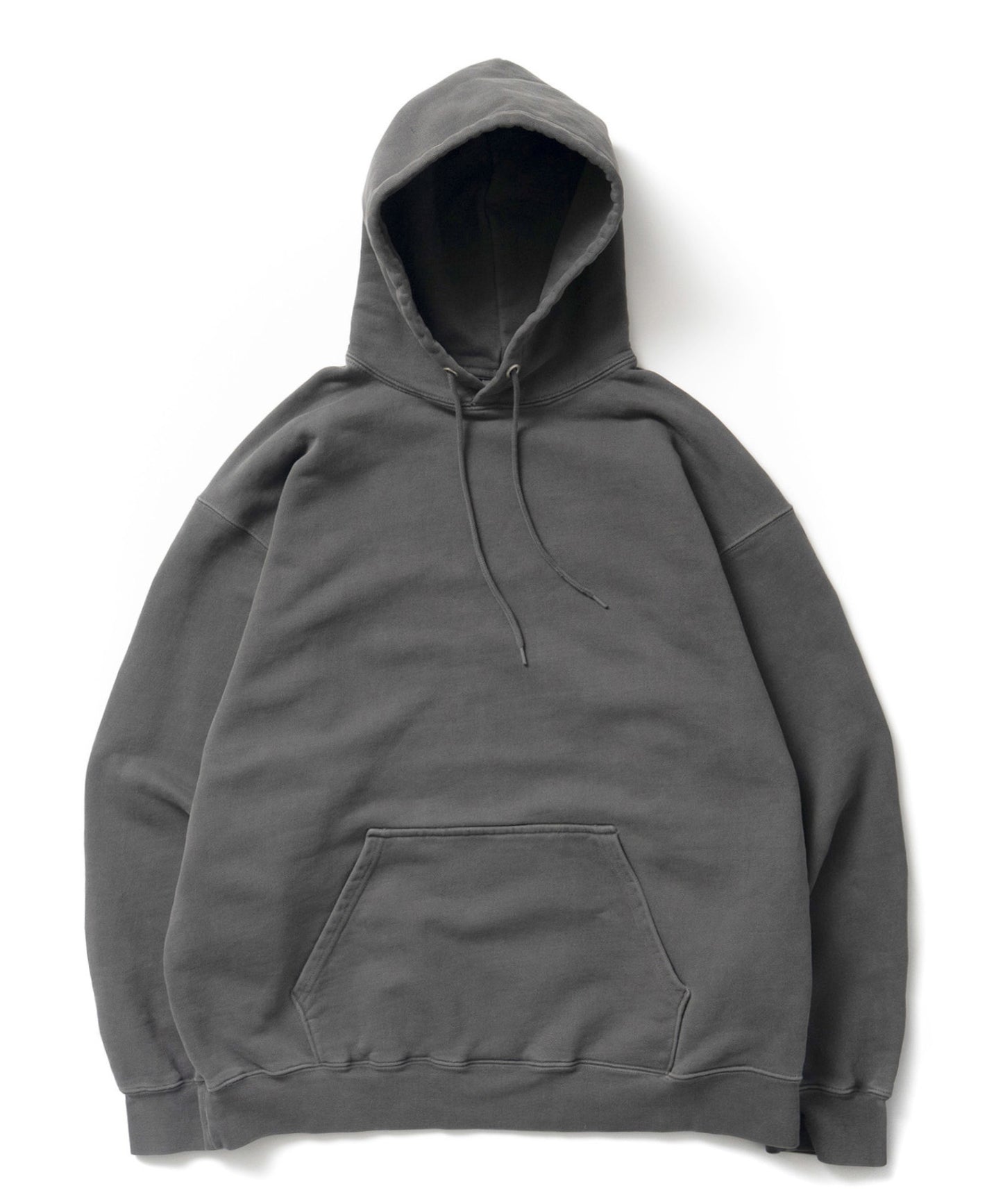 Heavy Hooded Pigment Dye Sweatshirt / BLACK