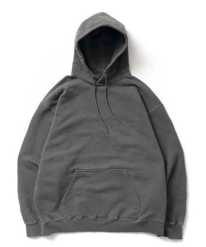 Heavy Hooded Pigment Dye Sweatshirt / BLACK