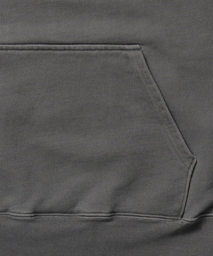 Heavy Hooded Pigment Dye Sweatshirt / BLACK