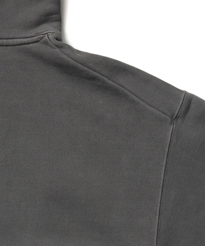 Heavy Hooded Pigment Dye Sweatshirt / BLACK