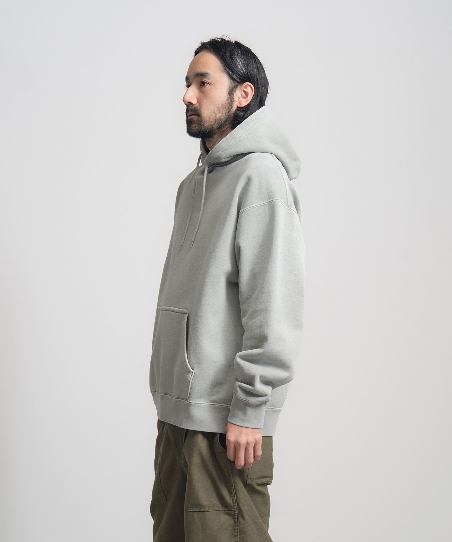 Heavy Hooded Pigment Dye Sweatshirt / SAGE GREEN