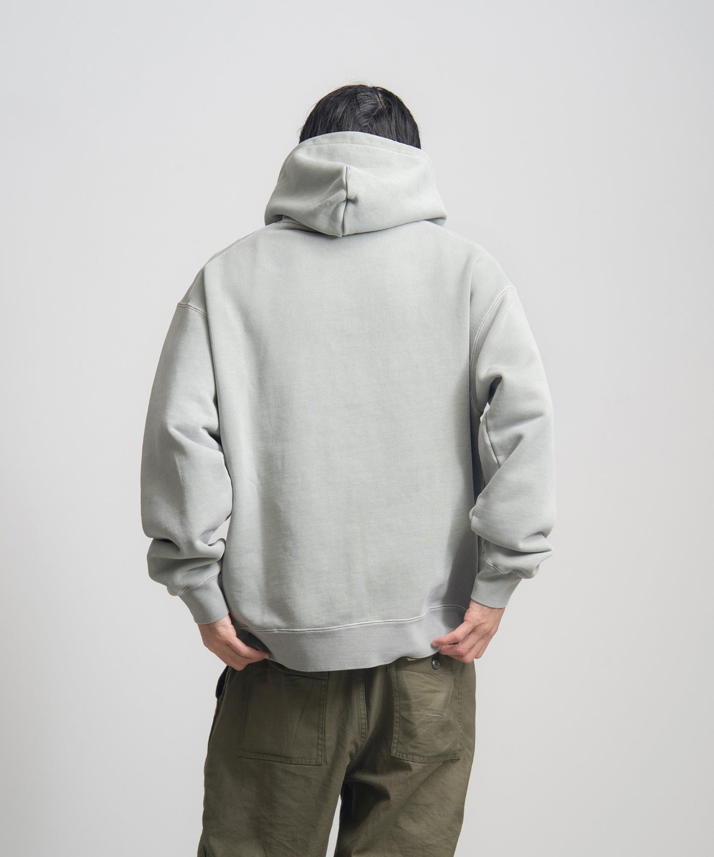 Heavy Hooded Pigment Dye Sweatshirt / SAGE GREEN