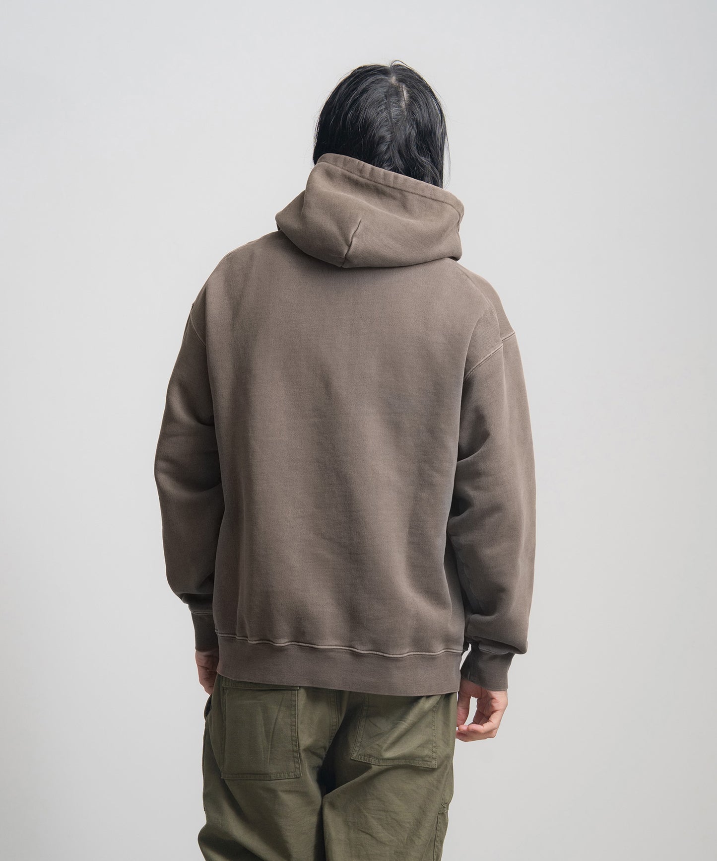Heavy Hooded Pigment Dye Sweatshirt / BROWN