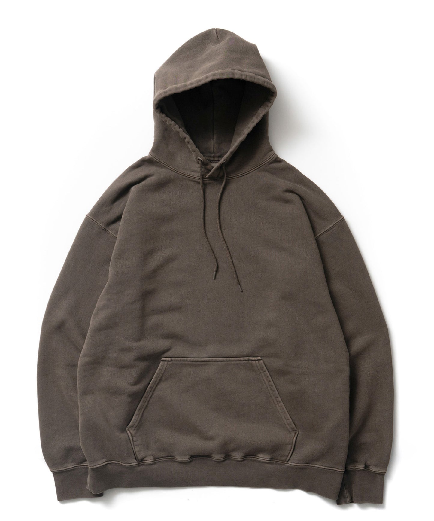 Heavy Hooded Pigment Dye Sweatshirt / BROWN