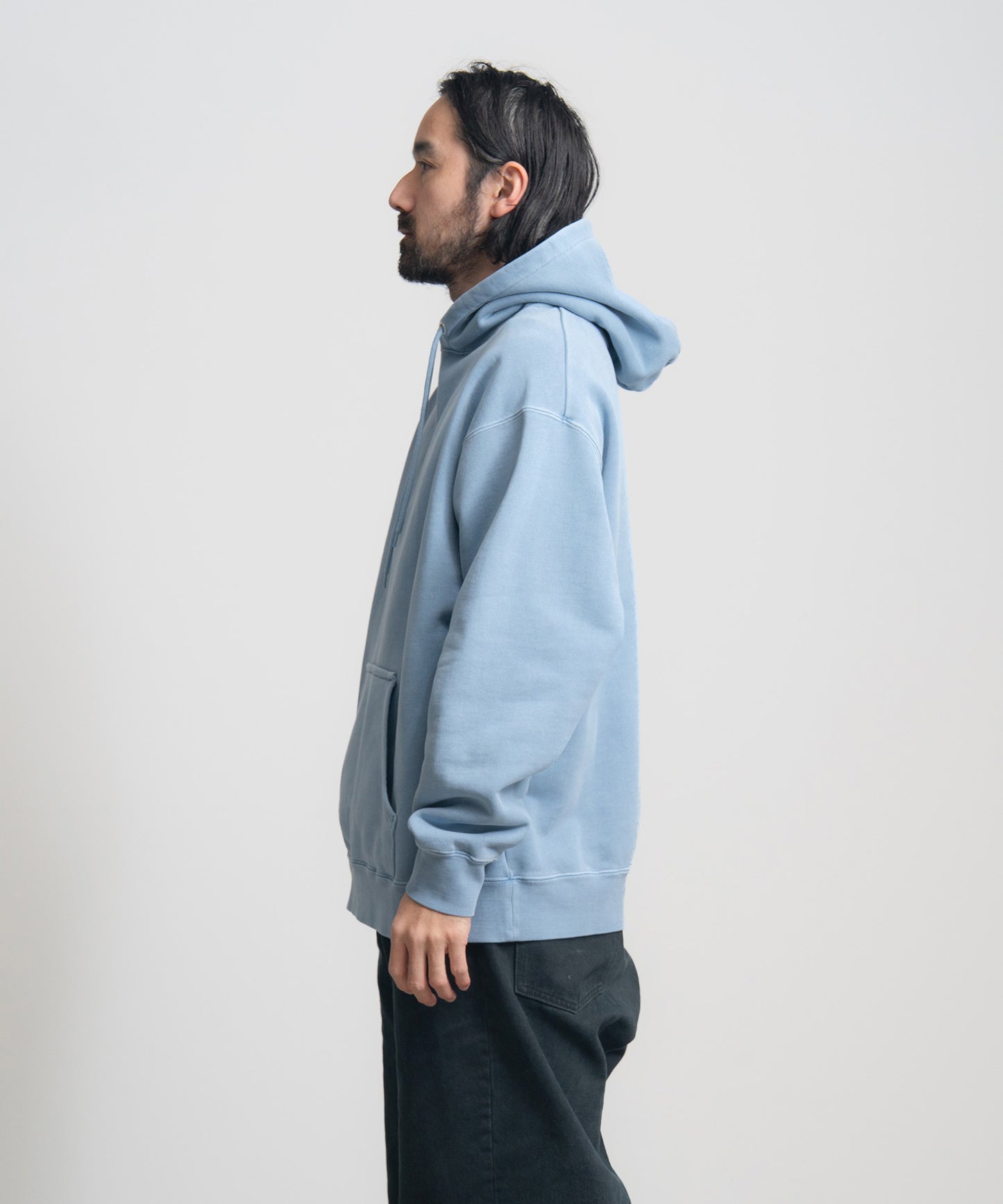 Heavy Hooded Pigment Dye Sweatshirt / LIGHT BLUE
