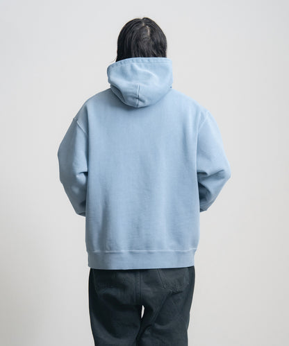 Heavy Hooded Pigment Dye Sweatshirt / LIGHT BLUE