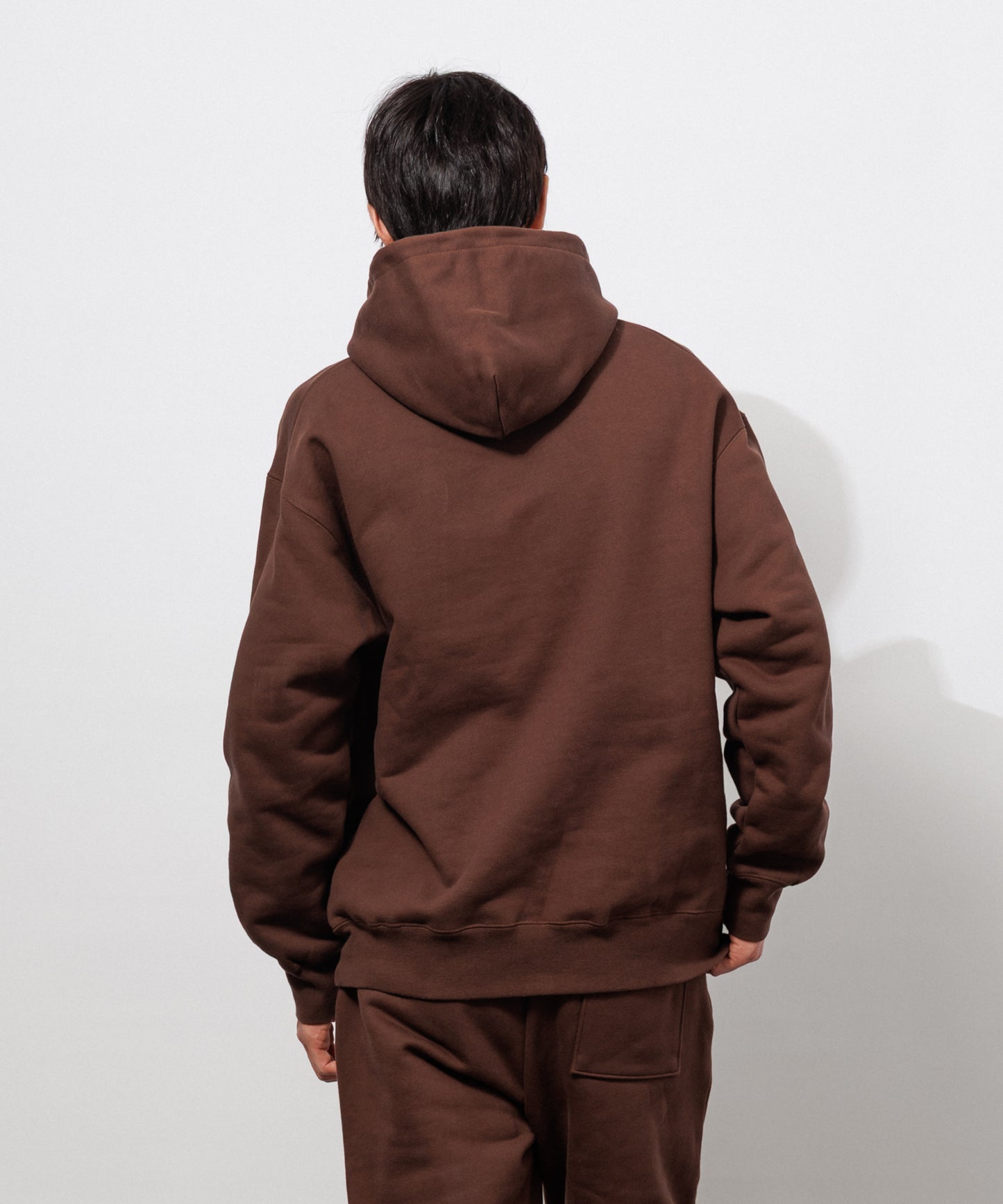 Heavy Hooded Sweatshirt - Seam Pocket / BROWN