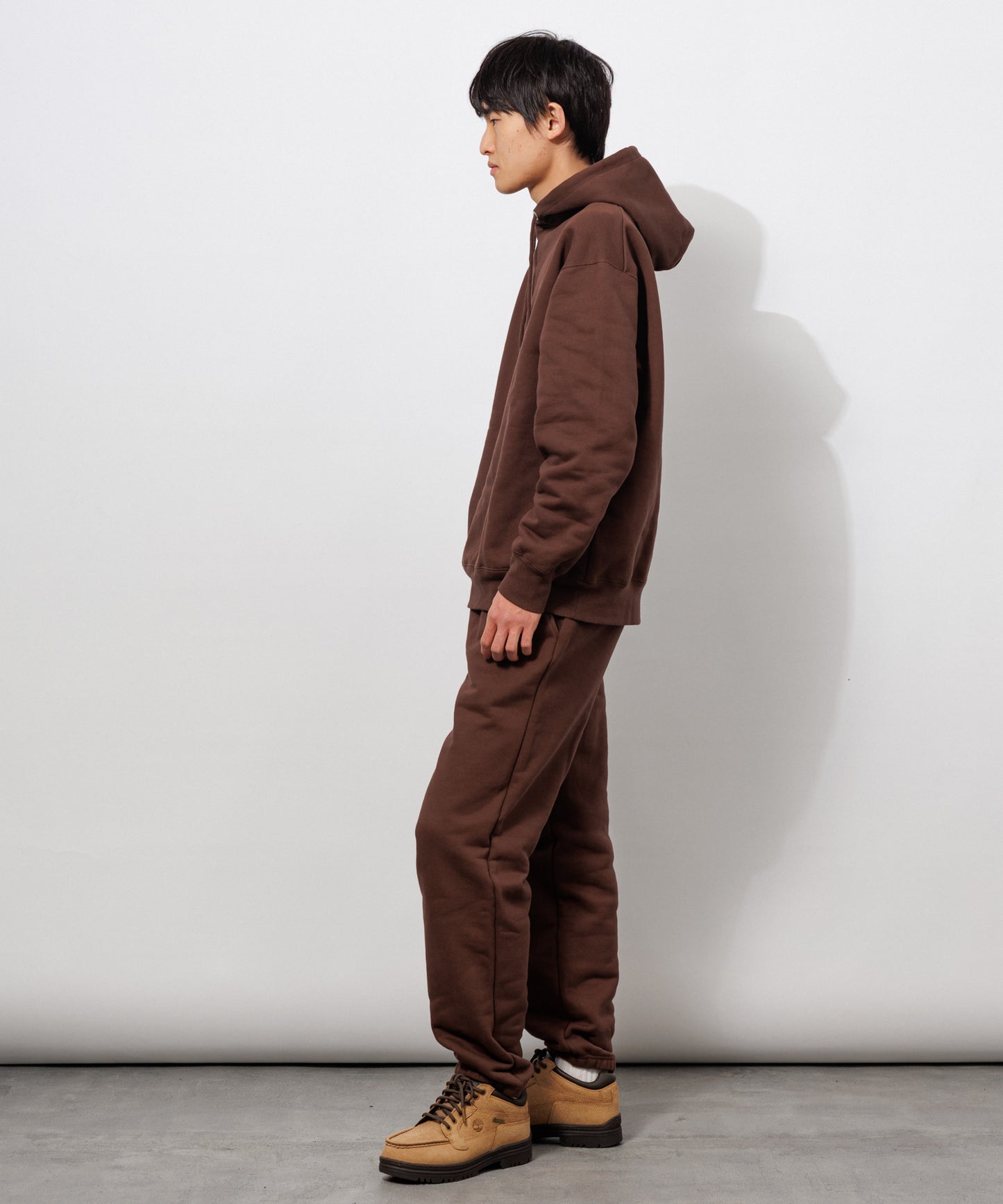Heavy Hooded Sweatshirt - Seam Pocket / BROWN