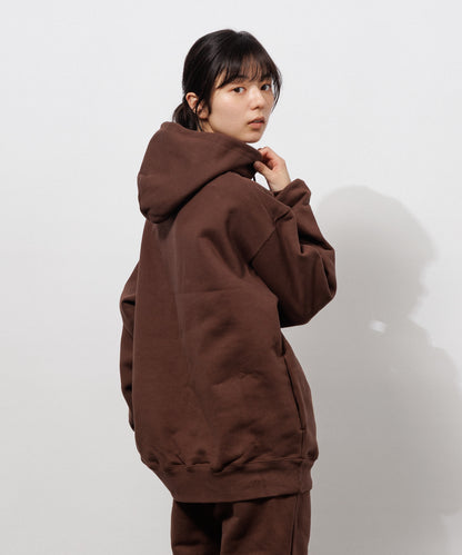 Heavy Hooded Sweatshirt - Seam Pocket / BROWN