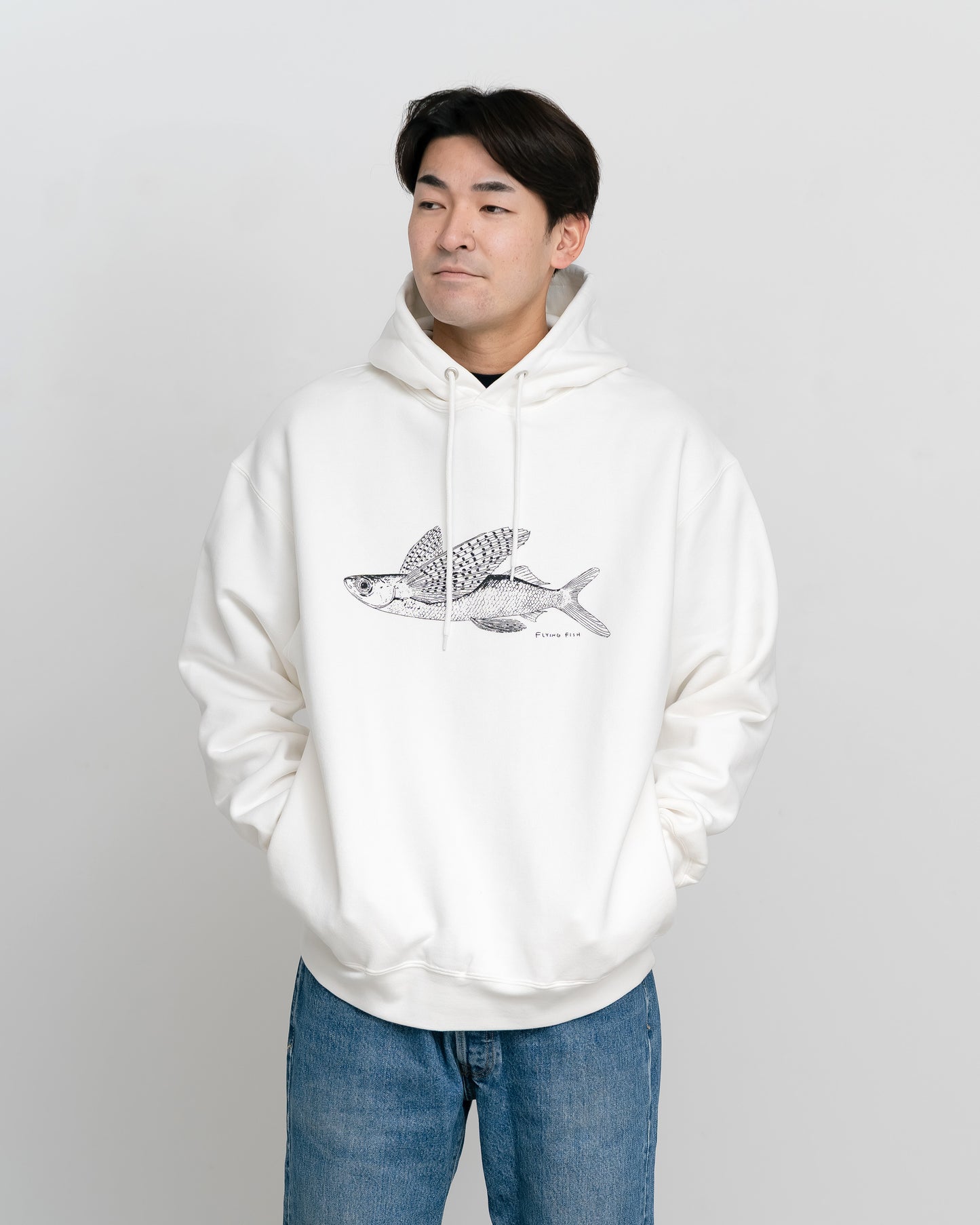 Flying Fish Hooded Sweatshirt / WHITE