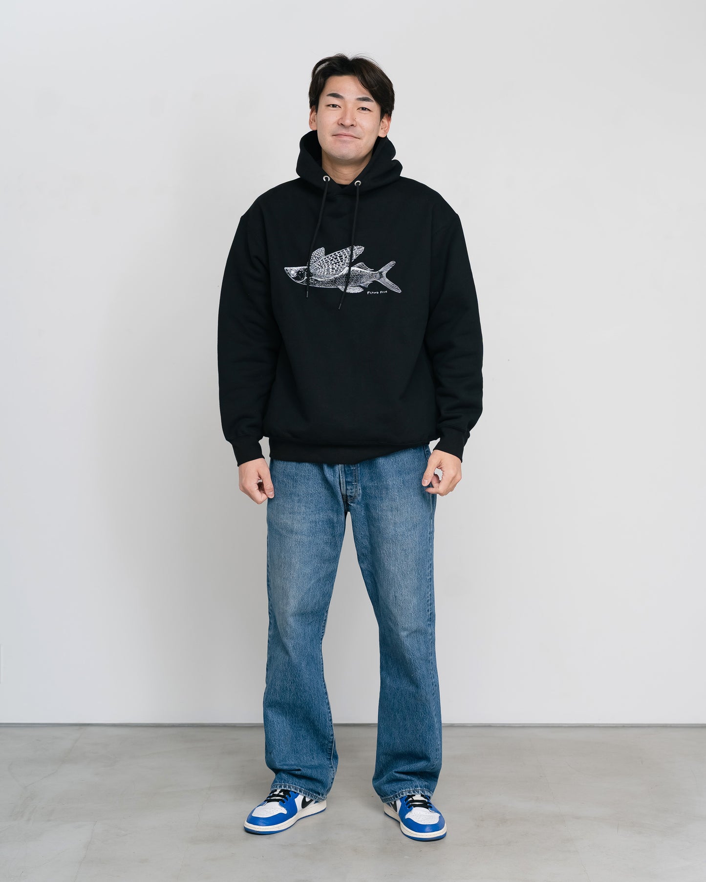 Flying Fish Hooded Sweatshirt / BLACK