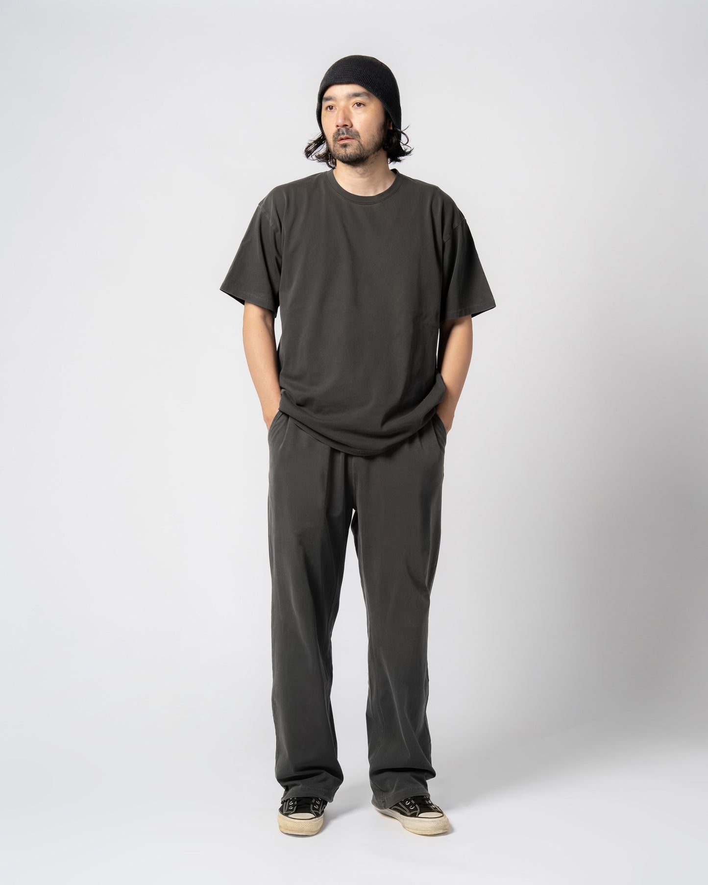 Pigment Dye Jersey Pants / BLACK
