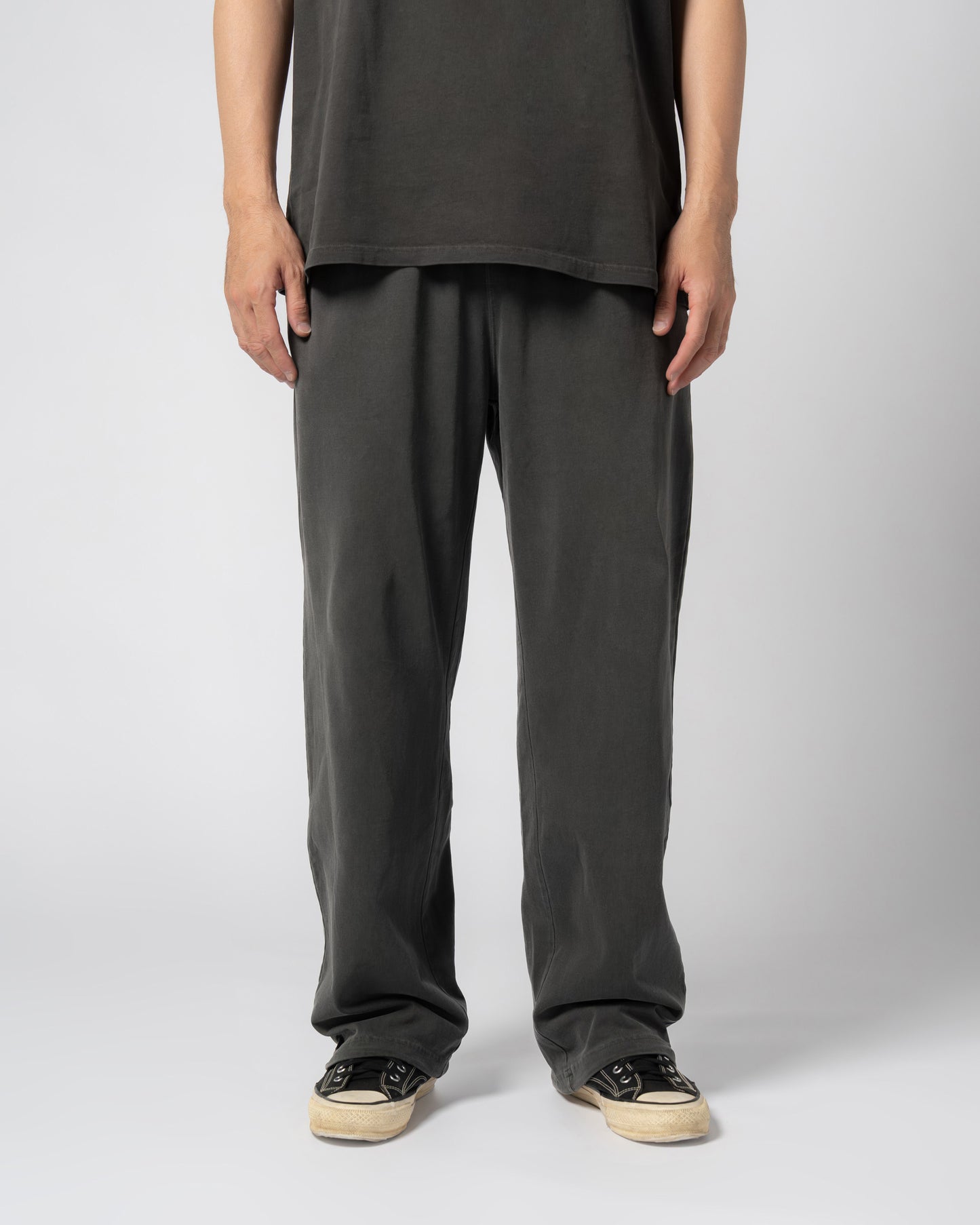Pigment Dye Jersey Pants / BLACK