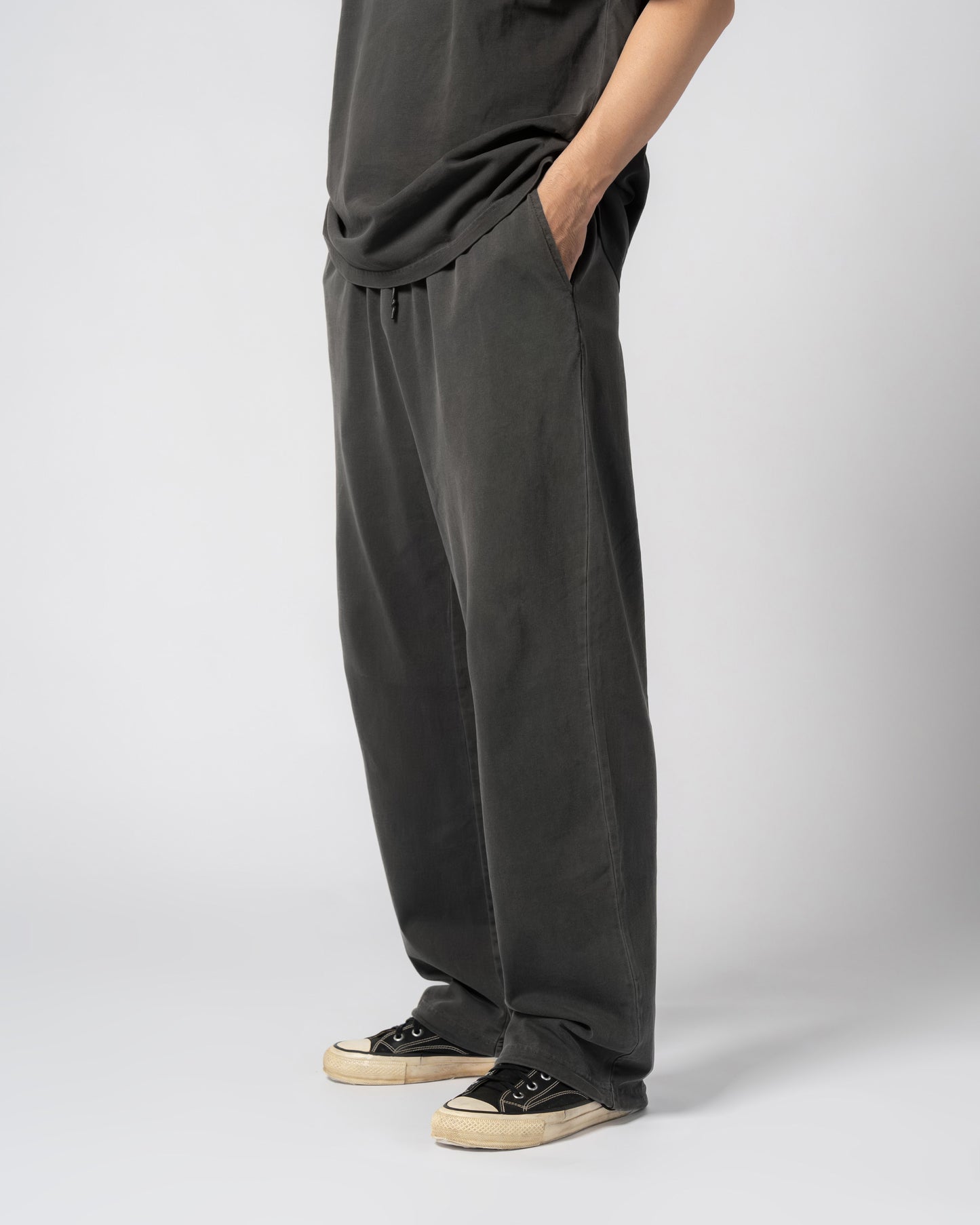 Pigment Dye Jersey Pants / BLACK