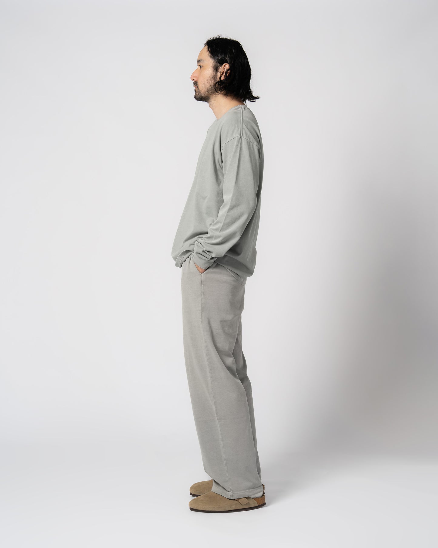 Pigment Dye Jersey Pants / GRAY