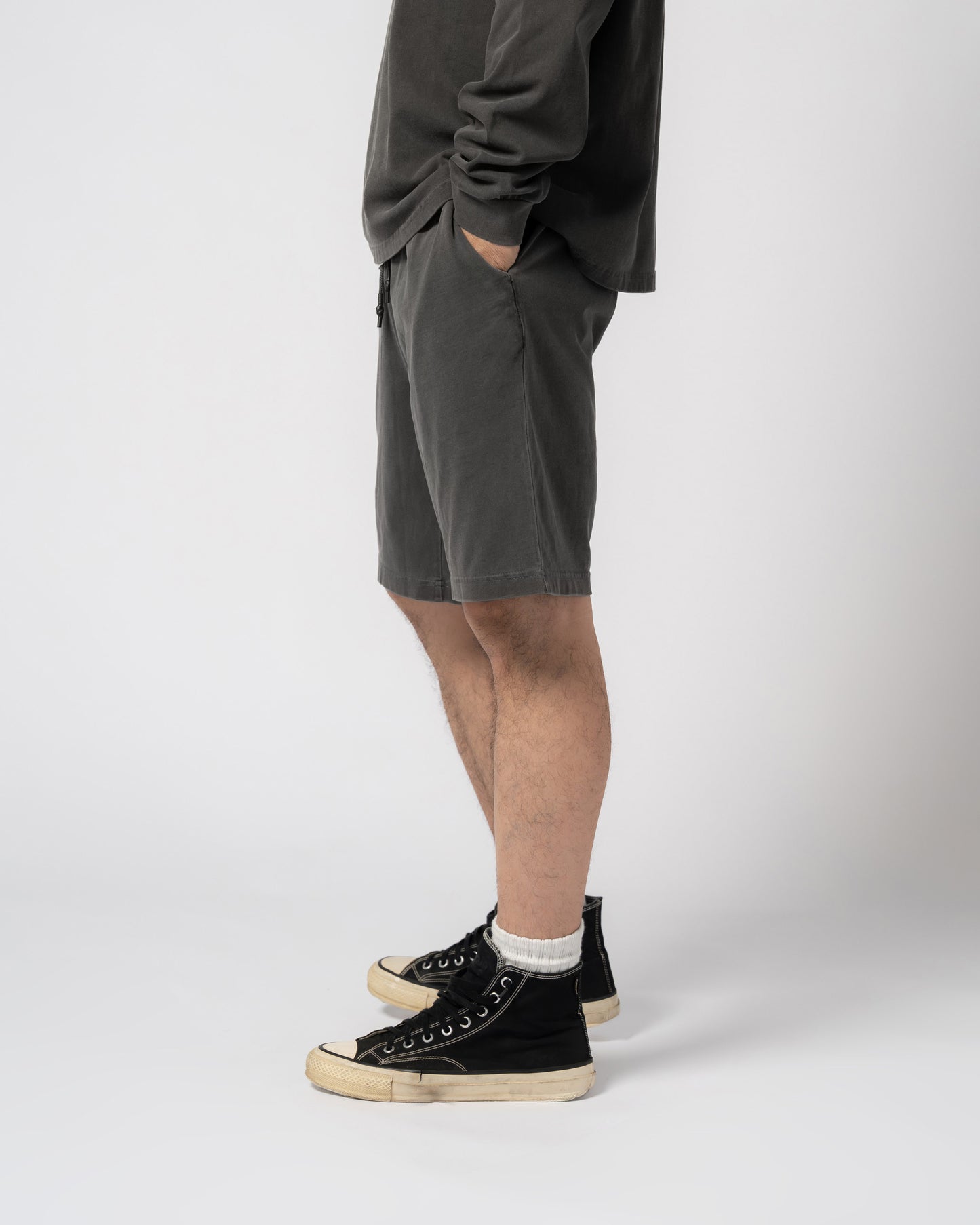 Pigment Dye Jersey Shorts / BLACK