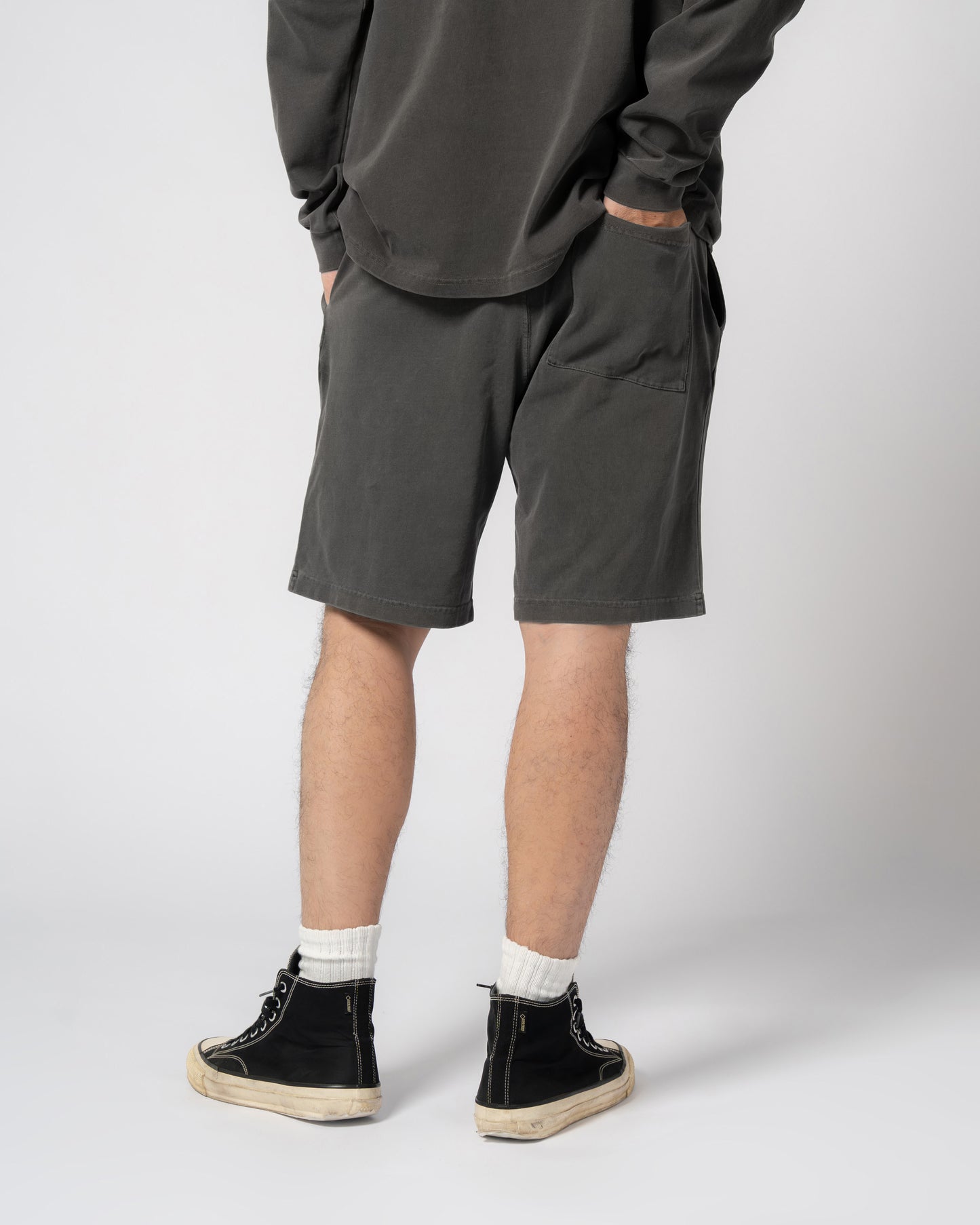 Pigment Dye Jersey Shorts / BLACK