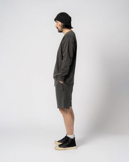 Pigment Dye Jersey Shorts / BLACK