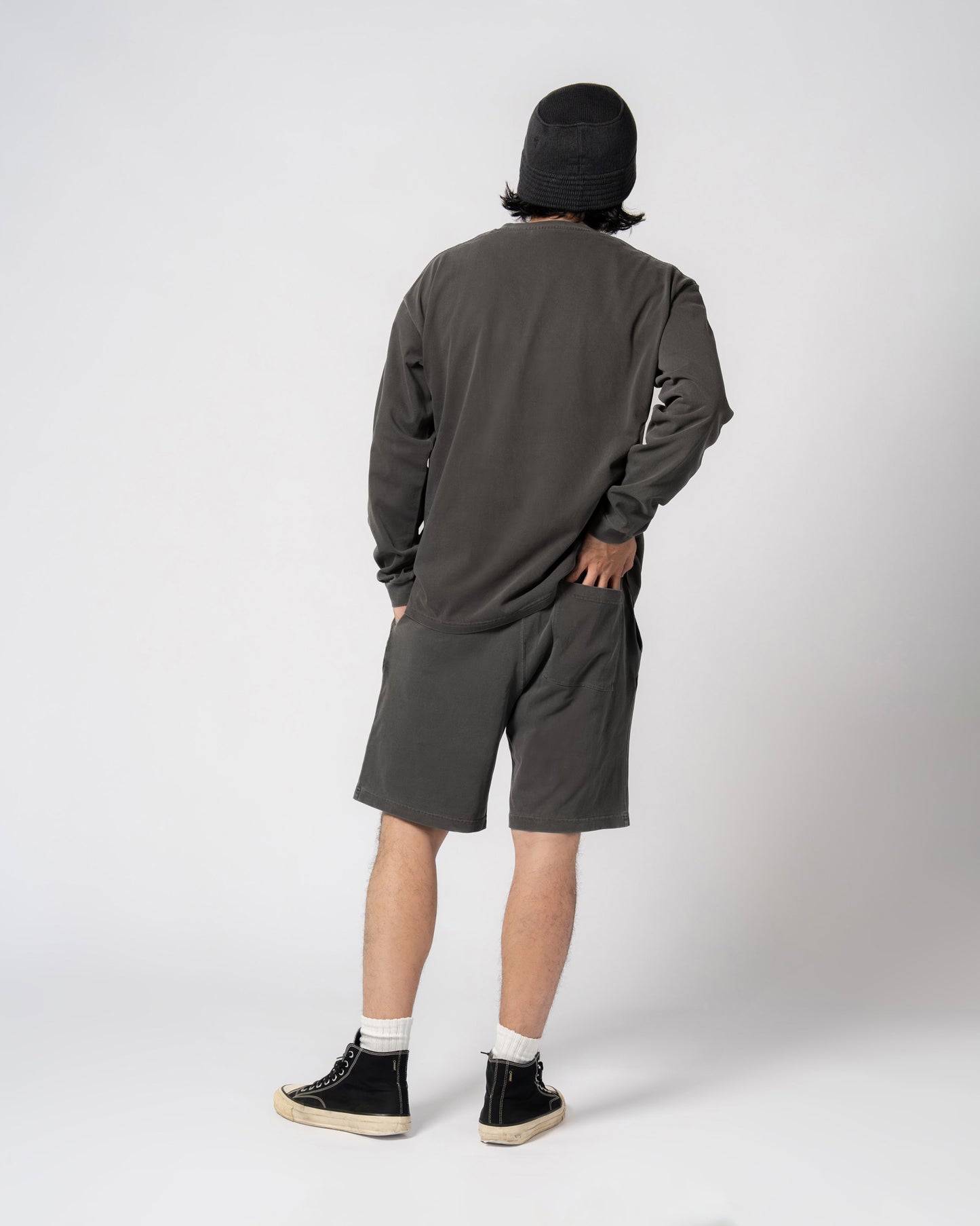 Pigment Dye Jersey Shorts / BLACK
