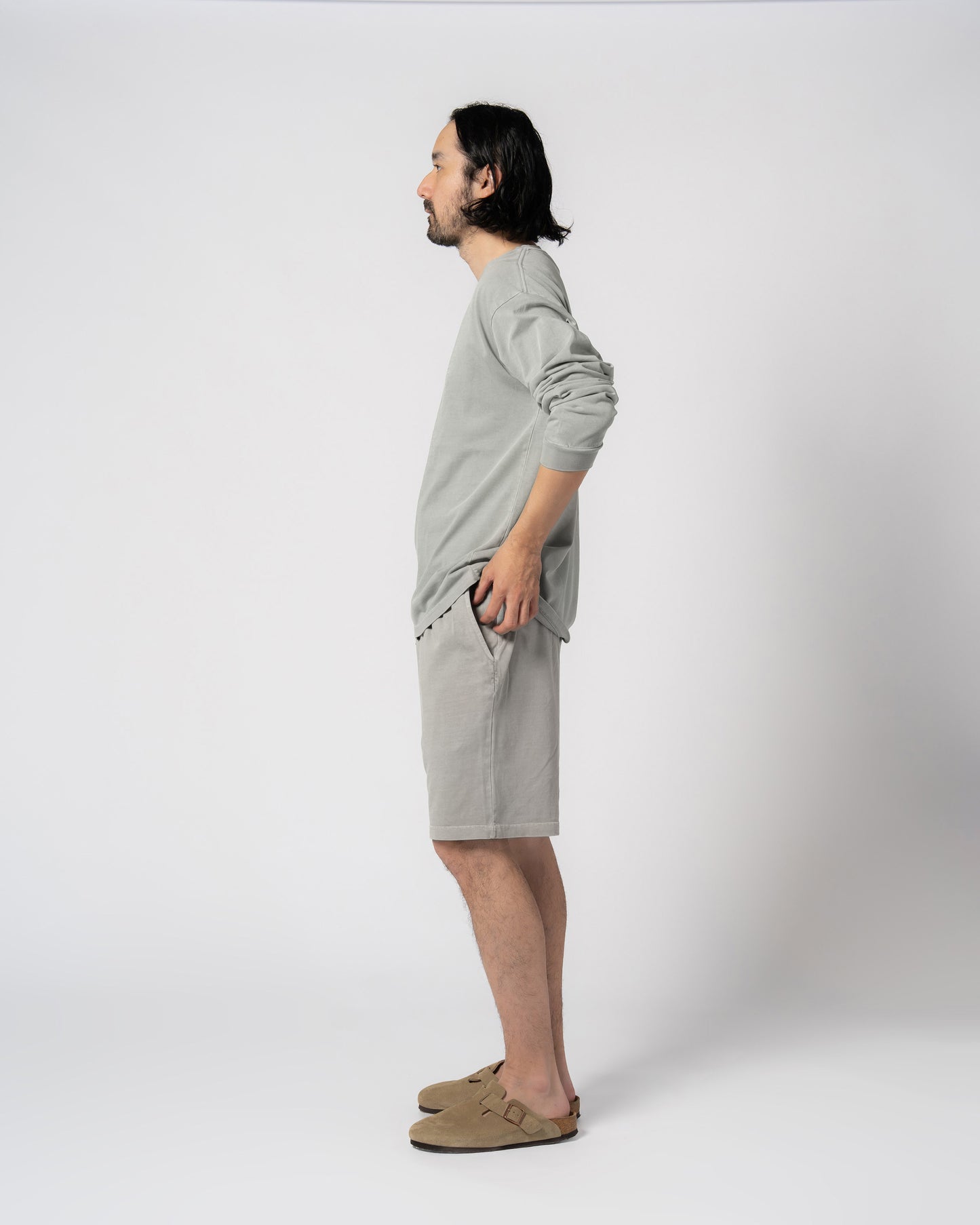 Pigment Dye Jersey Shorts / GRAY