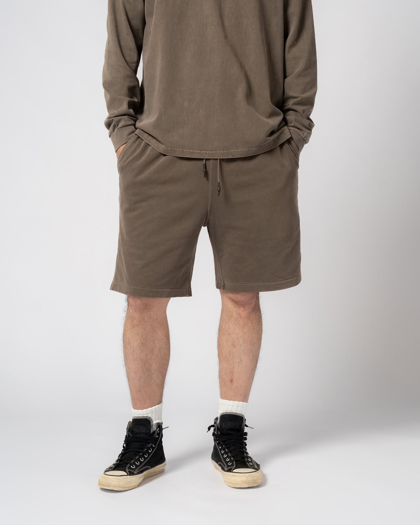 Pigment Dye Jersey Shorts / BROWN