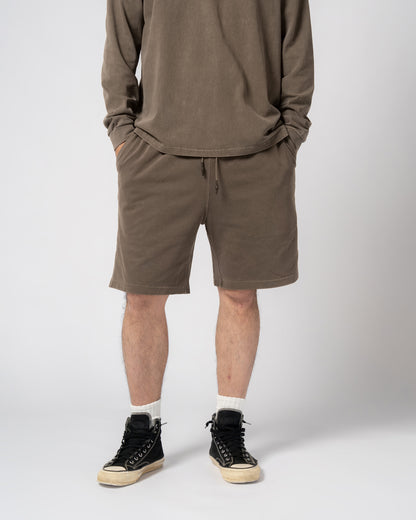 Pigment Dye Jersey Shorts / BROWN