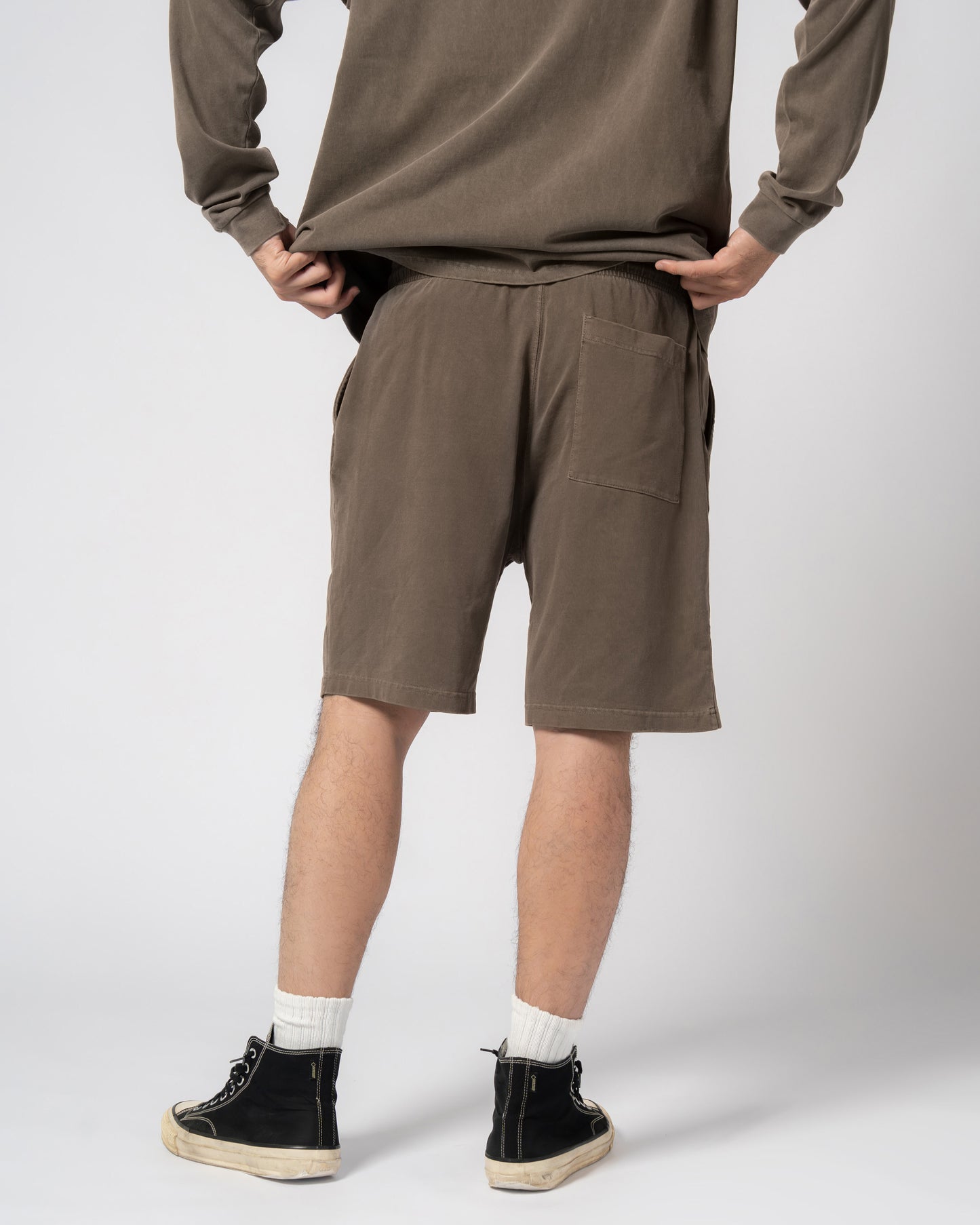 Pigment Dye Jersey Shorts / BROWN