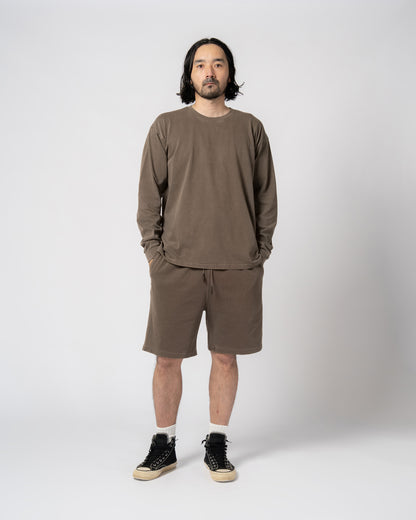 Pigment Dye Jersey Shorts / BROWN