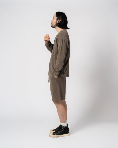 Pigment Dye Jersey Shorts / BROWN