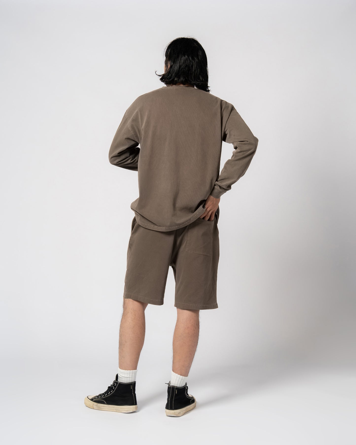 Pigment Dye Jersey Shorts / BROWN