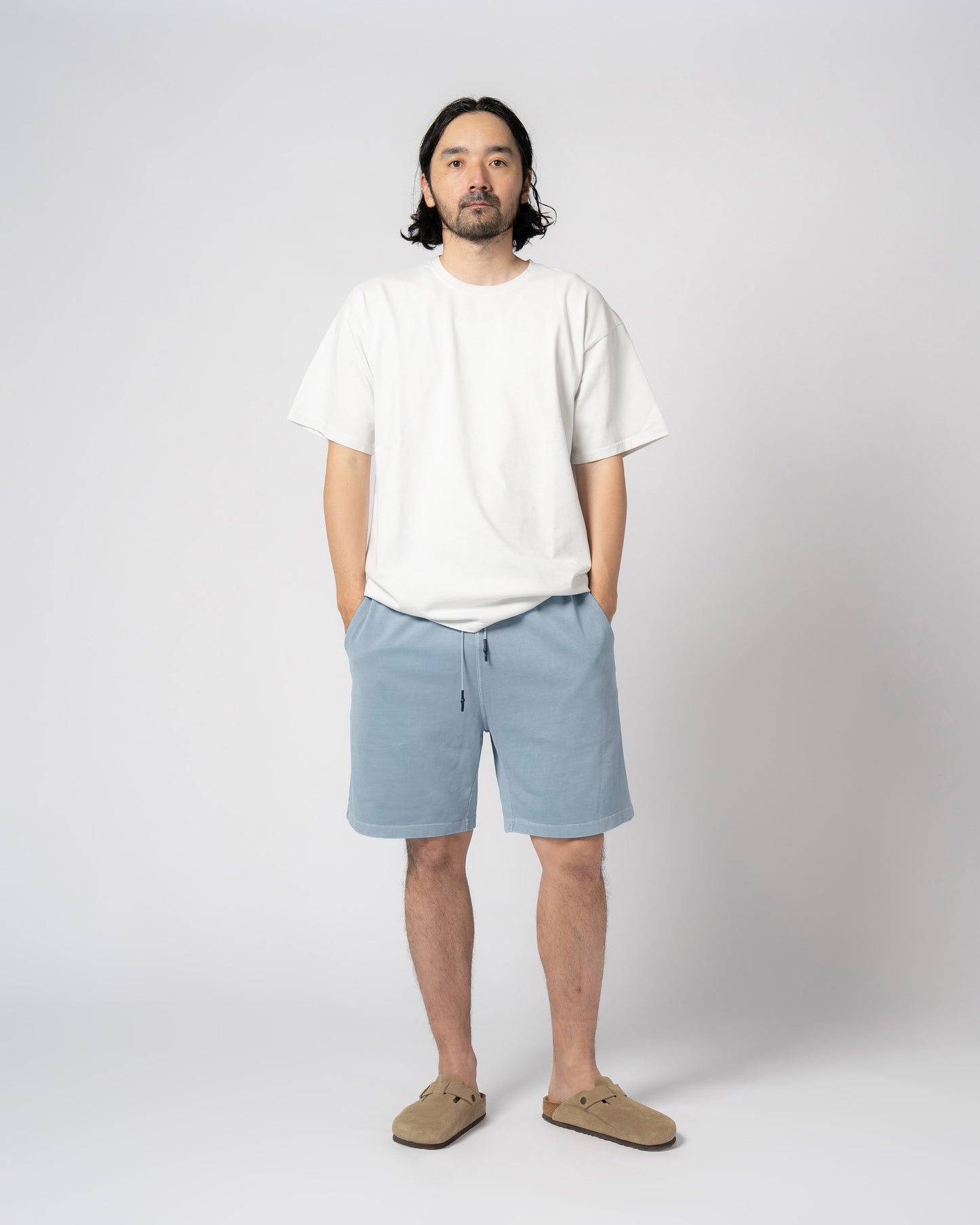 Pigment Dye Jersey Shorts / LIGHT BLUE