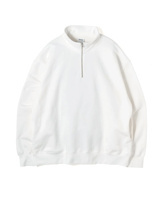 Heavy Half Zip Sweatshirt - Seam Pocket / WHITE