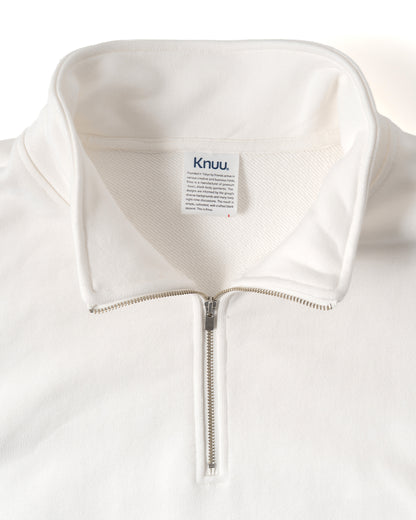Heavy Half Zip Sweatshirt - Seam Pocket / WHITE