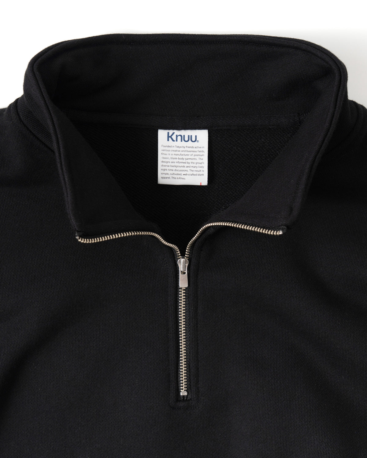 Heavy Half Zip Sweatshirt - Seam Pocket / BLACK