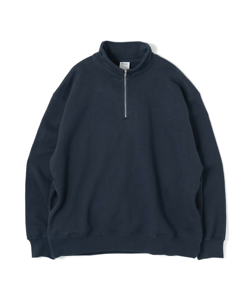 Heavy Half Zip Sweatshirt - Seam Pocket / DARK NAVY - DARK NAVY