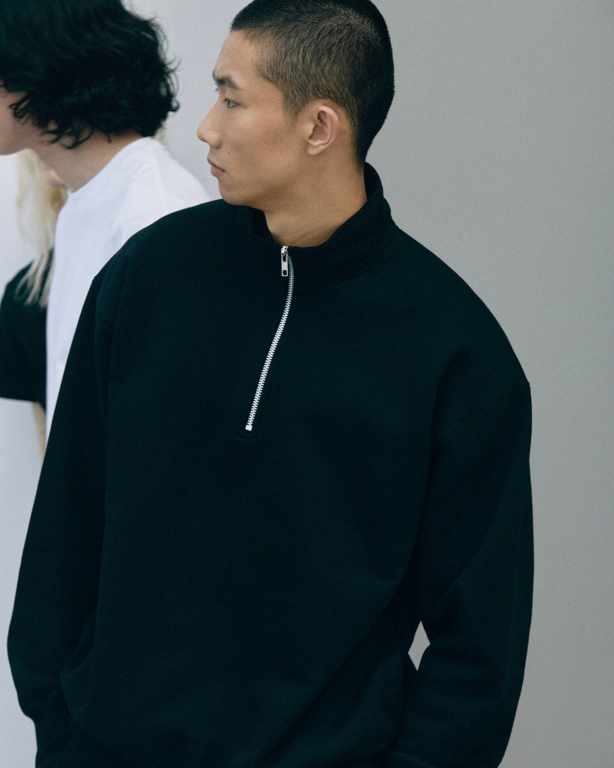 Heavy Half Zip Sweatshirt - Seam Pocket / DARK NAVY