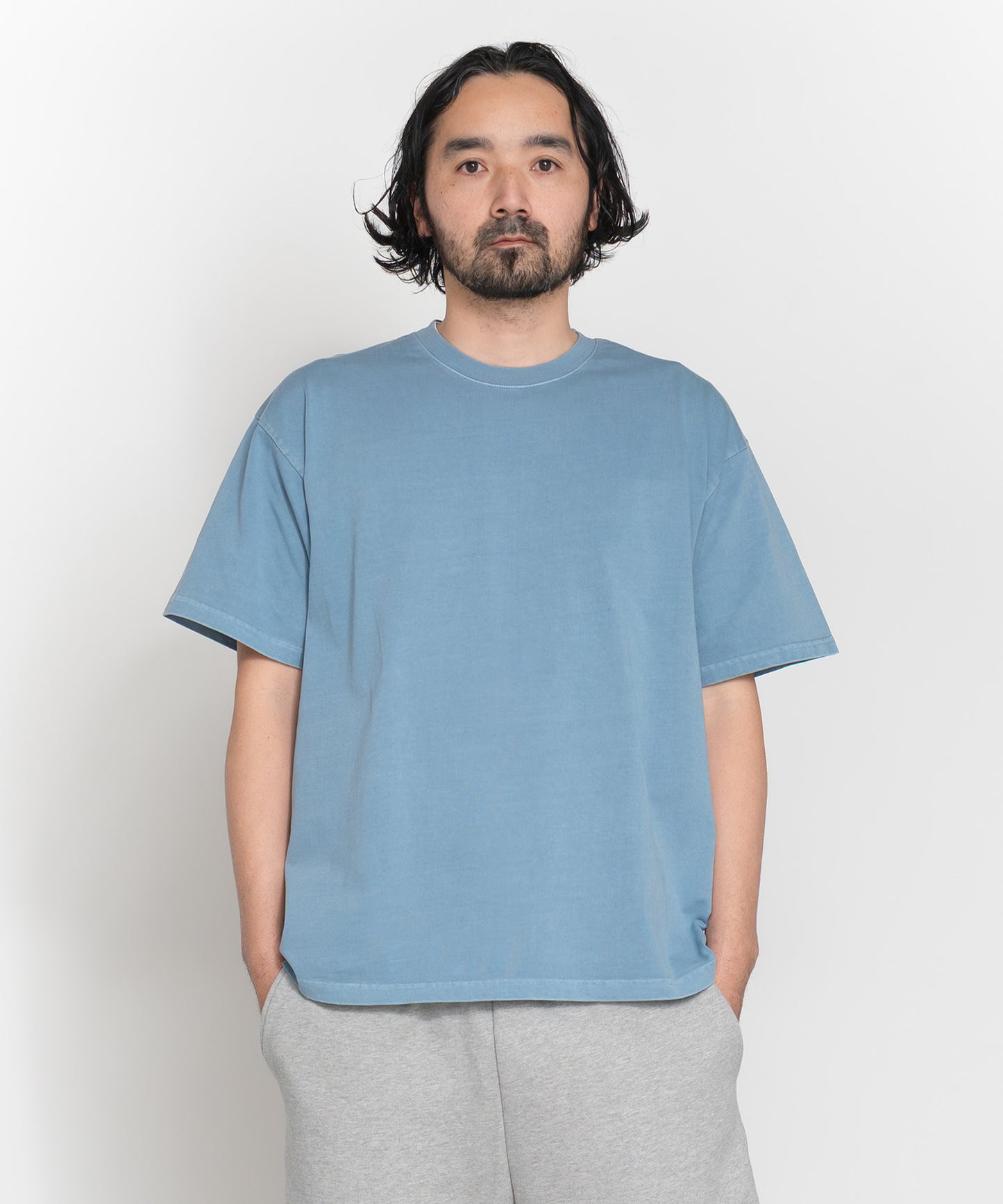 Heavy Crewneck Pigment Dye T-Shirt / LIGHT BLUE